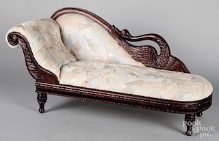 Contemporary carved walnut doll's chaise lounge