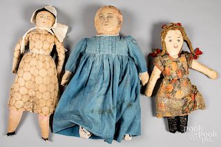 Five cloth dolls