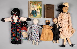 Six Black Americana cloth dolls
