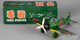 Japanese tin lithograph Zero Fighter airplane
