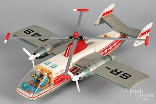 Japanese tin lithograph battery operated airplane
