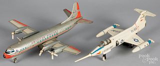 Two Japanese tin lithograph airplanes