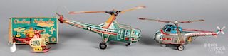 Three Japanese tin lithograph helicopters
