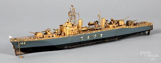 Japanese tin and brass battleship model