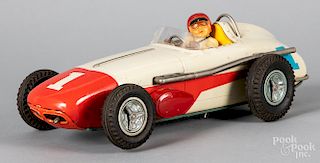 Japanese tin lithograph battery operated race car