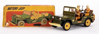 Japanese tin lithograph battery operated Army Jeep