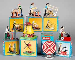 Seven contemporary Wilesco steam toy accessories