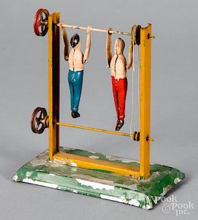Krauss, Mohr & Co. painted tin acrobats steam toy