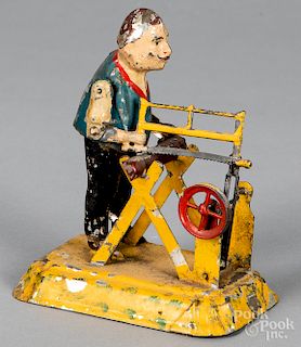 Painted tin sawyer steam toy accessory