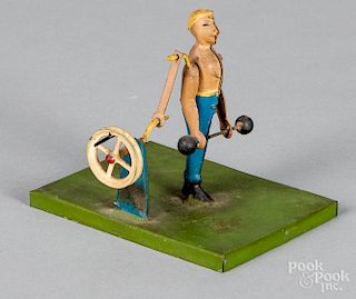 Krauss, Mohr & Co. painted tin strongman steam toy