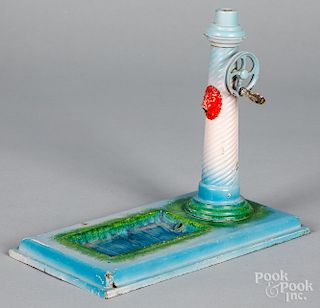 Plank painted tin fountain steam toy accessory