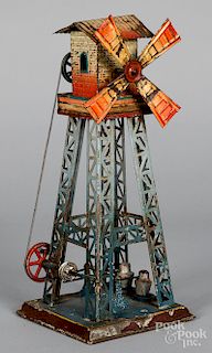 Painted tin windmill steam toy accessory