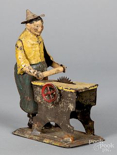 Painted tin Chinese sawyer steam toy accessory