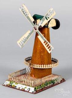 Painted tin windmill steam toy accessory