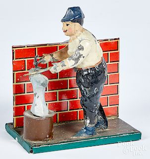 Carette painted tin blacksmith steam toy accessory