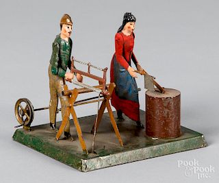 Becker painted tin worker steam toy accessory