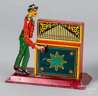 Tin lithograph organ grinder steam toy accessory