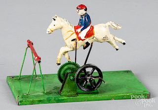 Painted tin horse and rider steam toy accessory