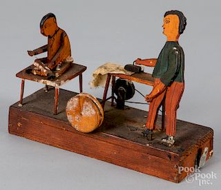 Folk art painted tailor shop wood steam toy accessory