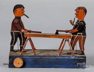 Folk art painted foresters wood steam toys