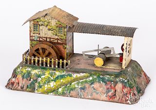 Lithograph tin sawmill steam toy accessory