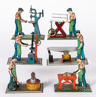 Six Wilhelm Krauss workman steam toy accessories