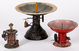Two Bing tin fountain steam toy accessories, etc.