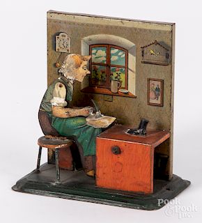 Bing tin lithograph shoemaker steam toy accessory