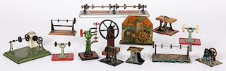 Thirteen painted and lithograph tin steam toys