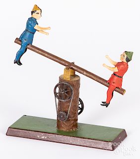 Painted tin see-saw steam toy accessory