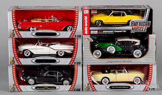 Six scale model cars