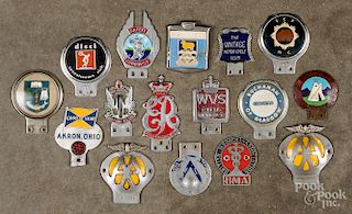 Collection of license plate car badges, etc.