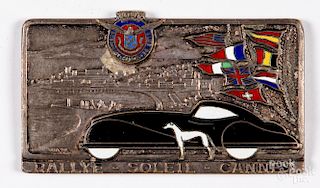 Small silver plated automobile club badge plaque
