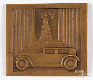 Small bronze automobile club badge plaque