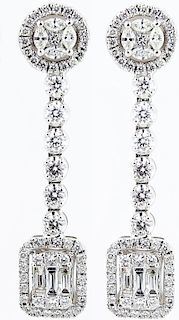 18K White Gold & 1.77ctw Diamond Drop Earrings