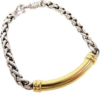 David Yurman 18K Gold Sterling Bar Chain Bracelet