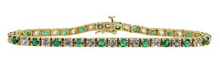 2.75ct Emerald And 2.90ct White Sapphire Bracelet