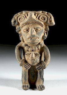 Zapotec Pottery Figural Incensario w/ Trophy Head