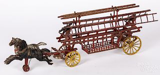 Dent cast iron horse drawn fire ladder wagon