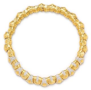 An 18 Karat Yellow Gold, Platinum and Diamond Necklace, Montreaux, 80.70 dwts.