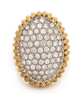 An 18 Karat Bicolor Gold and Diamond Ring, Italian, 15.70 dwts.