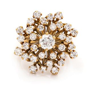 A 14 Karat Yellow Gold and Diamond Cluster Ring, 5.70 dwts.
