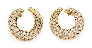 A Pair of 18 Karat Yellow Gold and Diamond Earclips, Hammerman Brothers, 8.35 dwts.