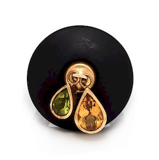 A Yellow Gold, Multigem and Resin Ring, 5.00 dwts.