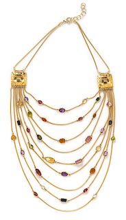 An 18 Karat Yellow Gold and Multigem Swag Necklace, Gucci, 65.75 dwts.