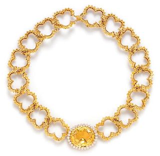 An 18 Karat Yellow Gold, Yellow Sapphire and Diamond Necklace, Angela Cummings, Circa 1984, 75.50 dwts.