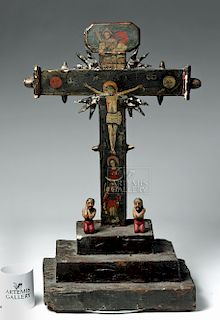 Touching Early 19th C. Mexican Wooden Cristo