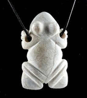 Costa Rican Stone Frog Amulet w/ Original Caliche