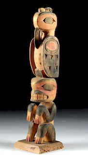 NWC Haida / Tlingit Cedar Totem - Eagle & Bear