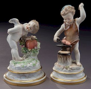 (2) Meissen porcelain figures of cupid,